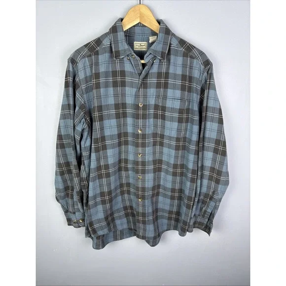 LL Bean Flannel Shirt Traditional Fit Mens Medium Plaid Button Down LOT OF 2 - Picture 9 of 15
